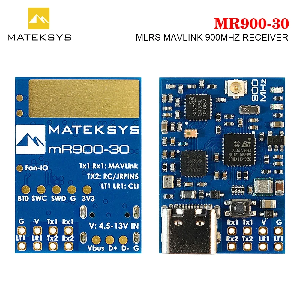 MATEKSYS MLRS MAVLINK RICEVITORE 900MHZ, MR900-30 900 MHz LoRa, potenza RF 30 dBm 4,5-13V per drone RC FPV a lungo raggio