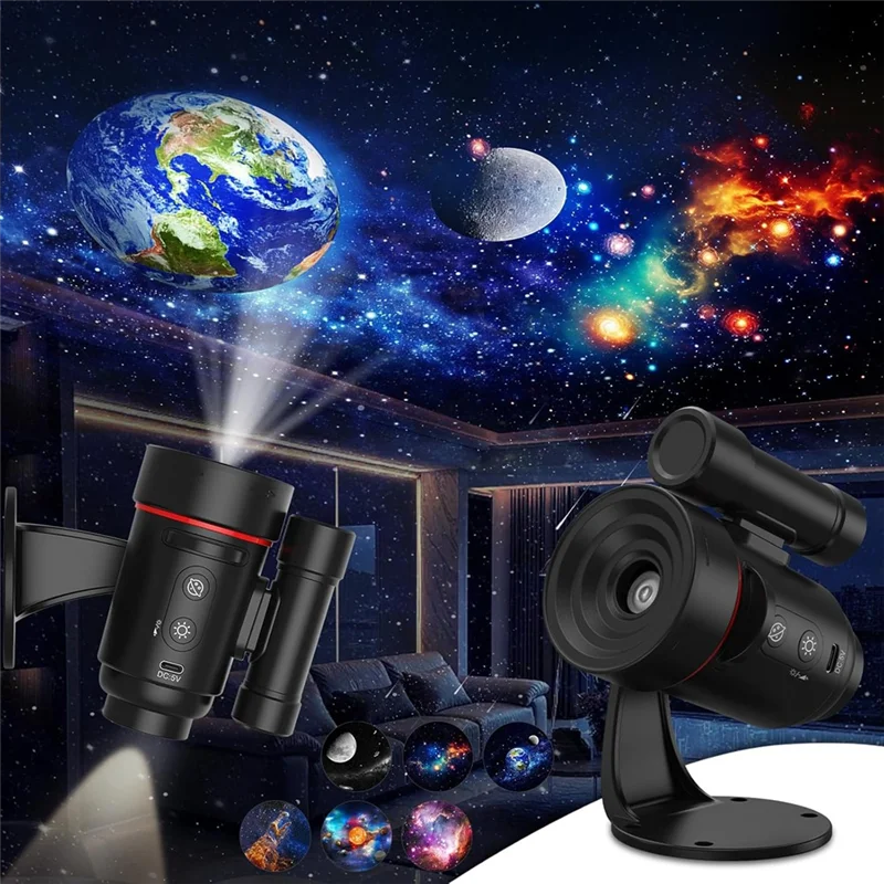 VELIF-Galaxy Star 360 °   Lampu Proyektor Planetarium Berputar Baterai 2000Mah- Untuk Kamar Anak & Dekorasi Natal
