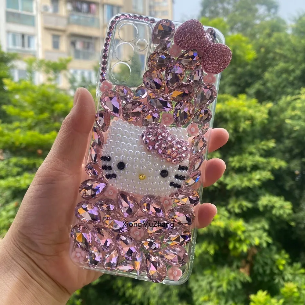 Sanrio Hello Kitty Strass Hülle für Samsung Galaxy M16 M15 M14 M55 M62 M35 M52 M53 M54 M33 M23 M56 M34 Diamant Handyhülle – Detail 1