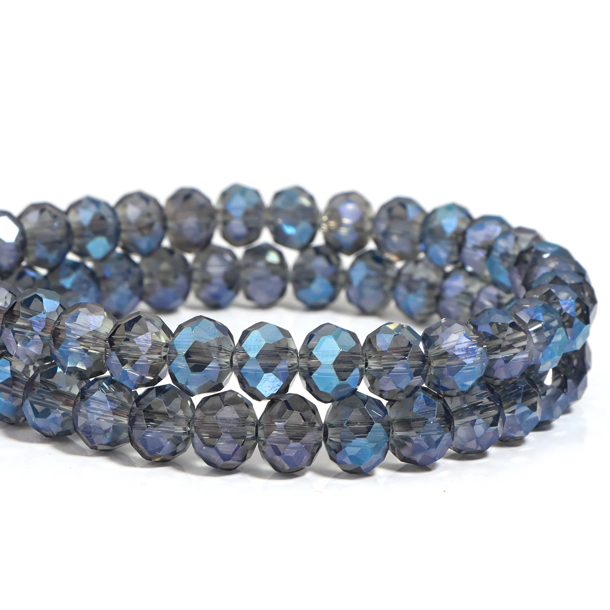 Perline di vetro cristallo austriaco sfaccettato blu trasparente 4 6 8mm Perline distanziatrici rondelle sciolte per creazione di gioielli Bracciale fai da te 15'' pollici