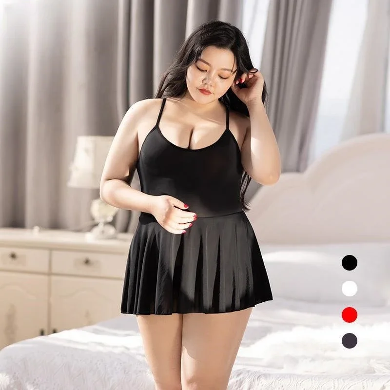 Plus Size Mini Dress Smooth See Through Shiny Long Dresses Sexy Strap Pencil Dress for XXXL Oversized Women Clothing Black White