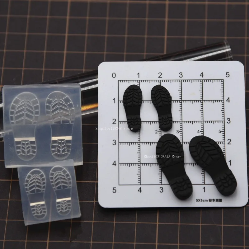 2Pcs Big/small Size Set Proportional Flat Shoes Silicone Mold DIY Ultra Light Clay Cartoon Doll Decoration Accessories Shoe Mold