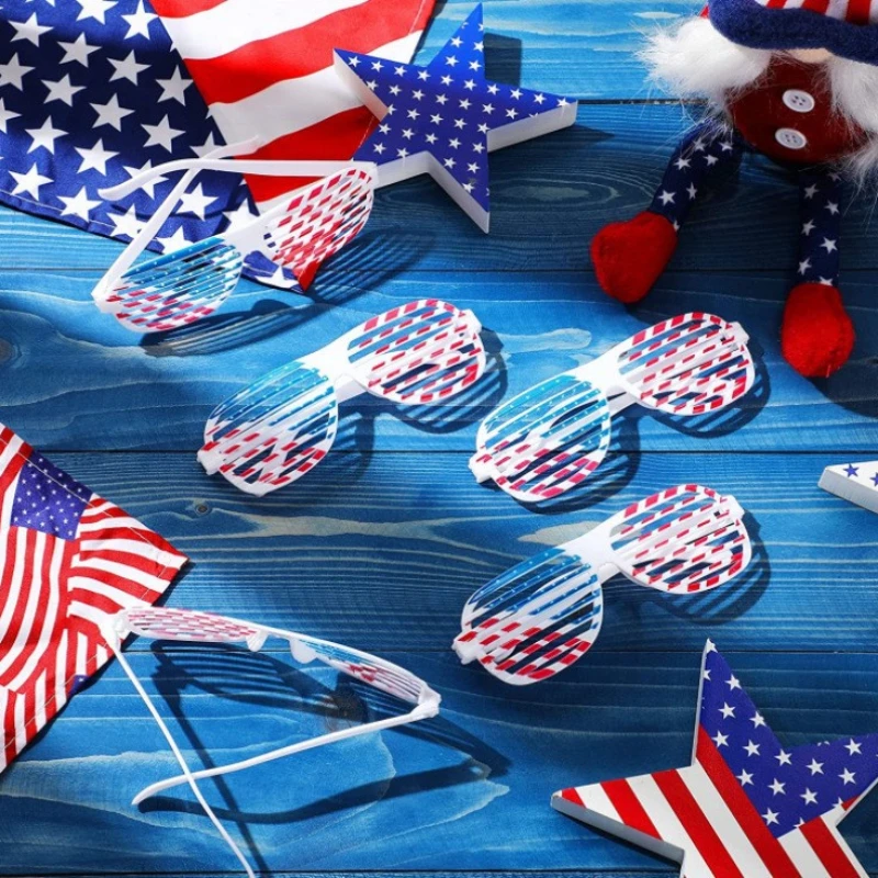 12Pcs American Patriotic Independence Day Theme Shutter Shades Glasses for 4th of July Party Photo Props Birthday Party Favors