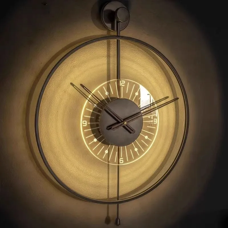 

Modern Wall Clocks Metal Wall Clock Living Room Luxury Clock Silent Mechanic Light Watch Art Home Decoration Accessories