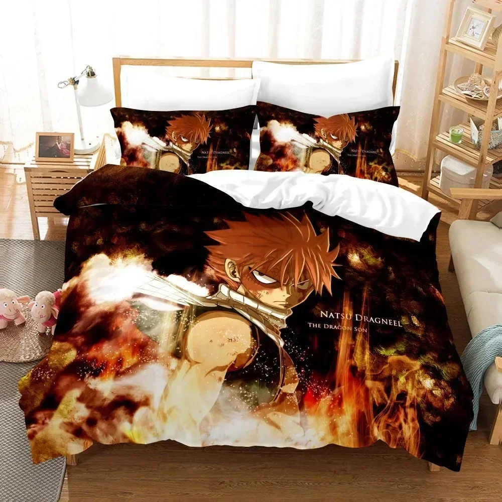 

Anime Fairy Tail Logo Natsu Bedding Set 3D Printed Suitable for Bedroom Duvet Cover Set With Pillowcases Kids Home Textile