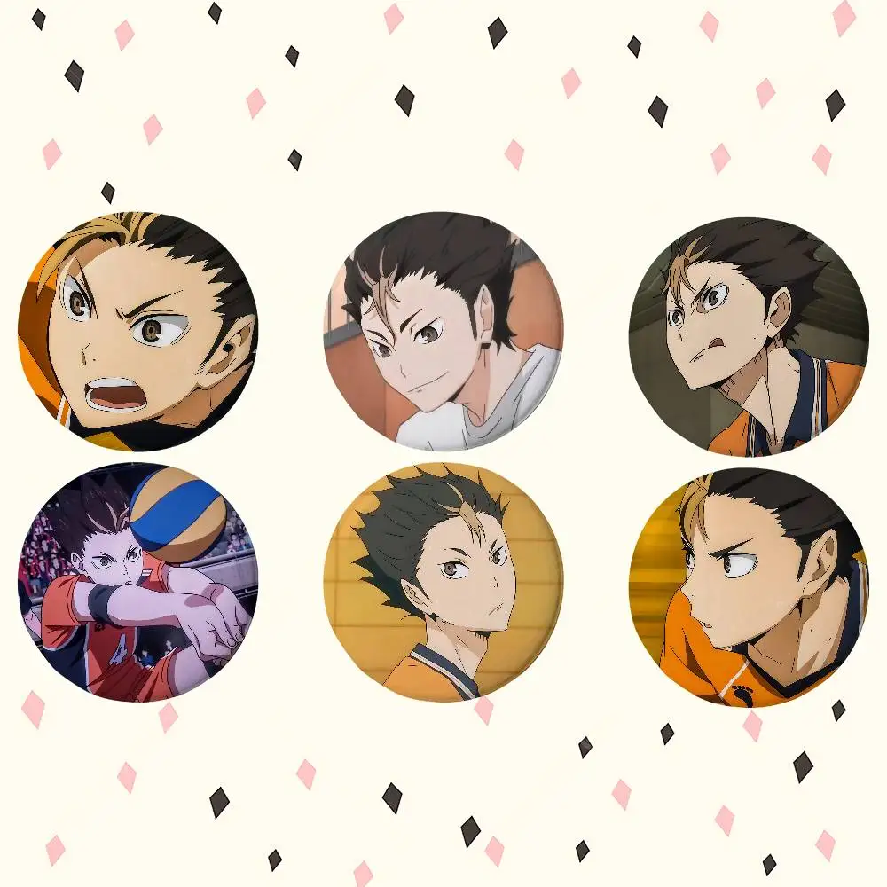 Anime Yu Nishinoya Rundes Laser-Abzeichen Cartoon-Brosche Kleidung Rucksack Accessoires Reversnadel