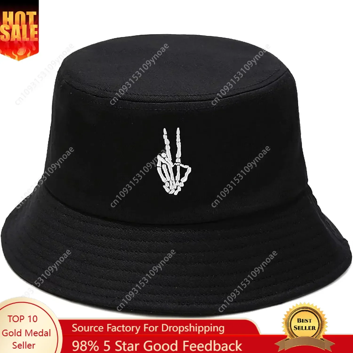 

Skeleton hands Fashion Embroidery Bucket Hat Cotton Beach Man Women Fishing Cap Hats Outdoor Sun Caps Cartoon Pattern Unisex