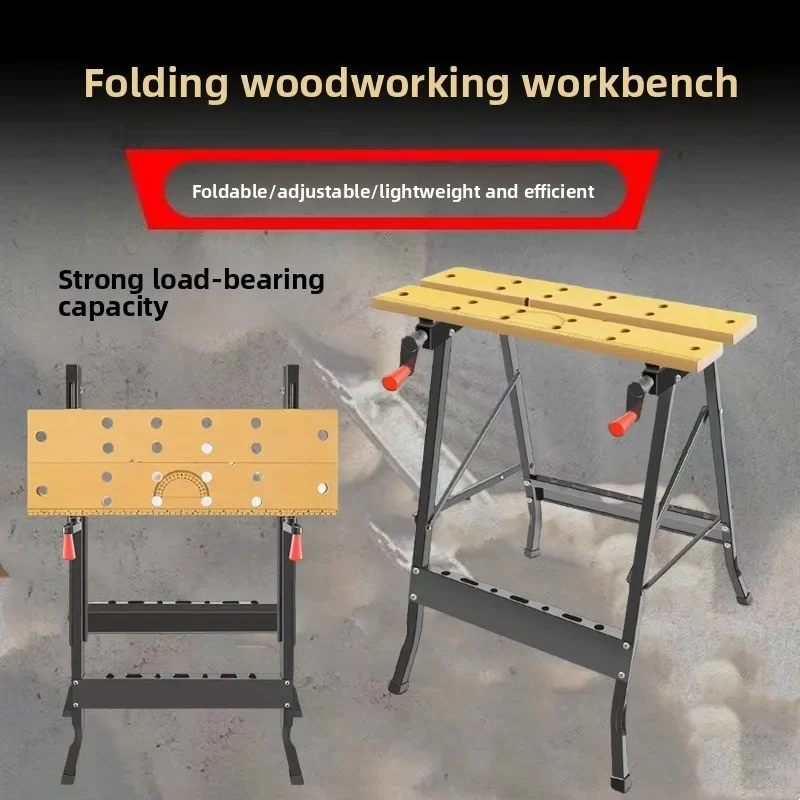 Folding woodworking thickened wooden countertop, hand tool push table, flip-flop saw portable decoration small operation table