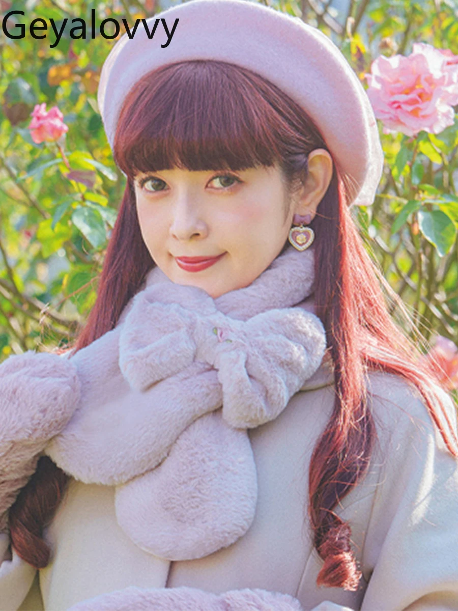 

Japanese Style Autumn Winter Scarf for Women Fashionable Versatile Thickened Neck Warmer Solid Color Velvet Neck Gaiter