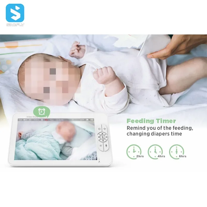 Smart Baby da 7,0 pollici con schermo 1080p HD Zoom 4X Audio bidirezionale Visione notturna Crying Babyfoon Baby Camera