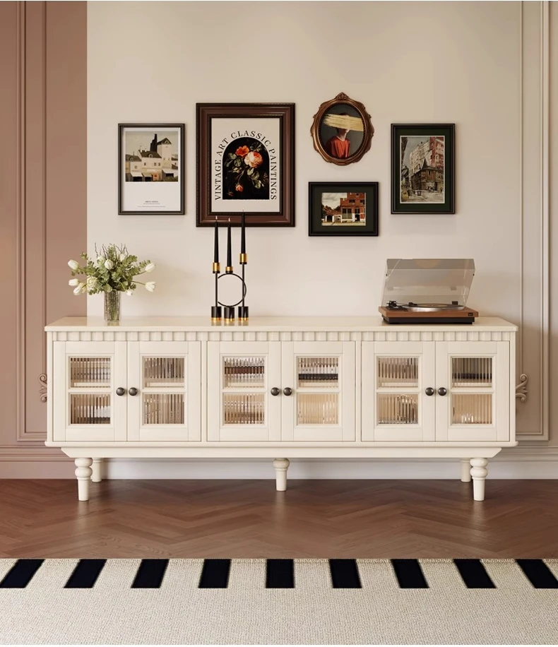 French retro medieval style solid wood TV cabinet living room American storage coffee table storage locker