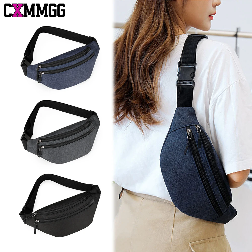 

1 шт. Большая водонепроницаемая поясная сумка-бананка с 3 молниями – большая сумка через плечо для путешествий, бега и занятий спортом на открытом воздухе, поясная сумка для использования без рук