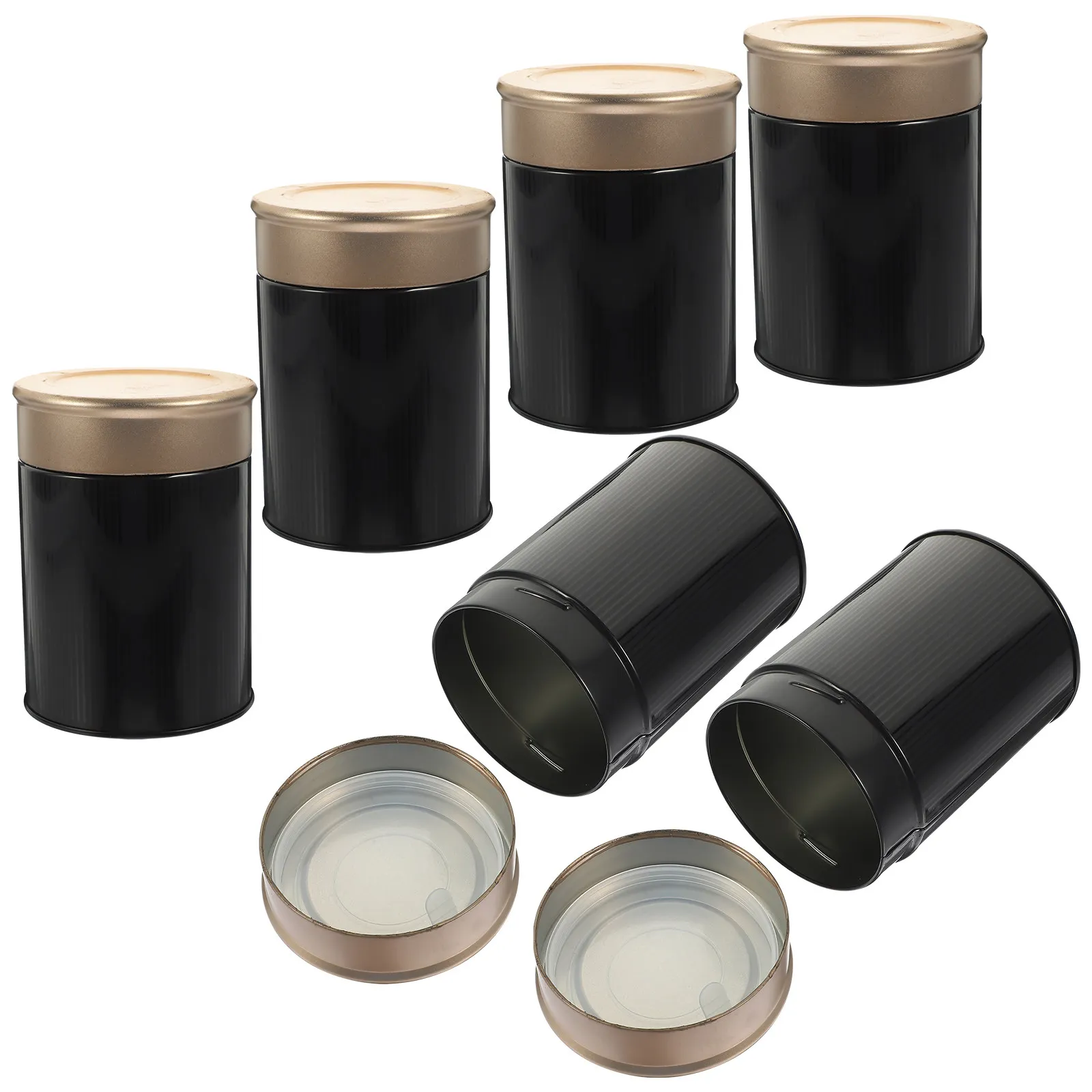 6Pcs Metal Tea Canisters Portable Storage Tins Leakproof Tea Leaf Organizer Candy Snack Jars Vintage Kitchen Coffee Bar Decor