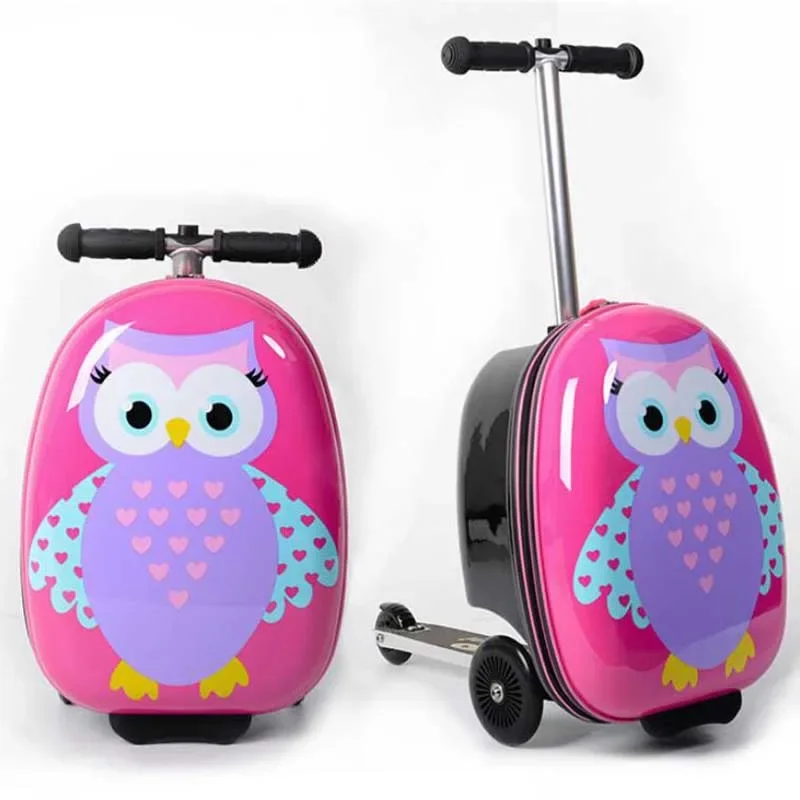 TRAVEL TALE Kids Scooter Luggage Lazy Travel Scooter Rolling Bag Carry On Skateboard Suitcase For Baby