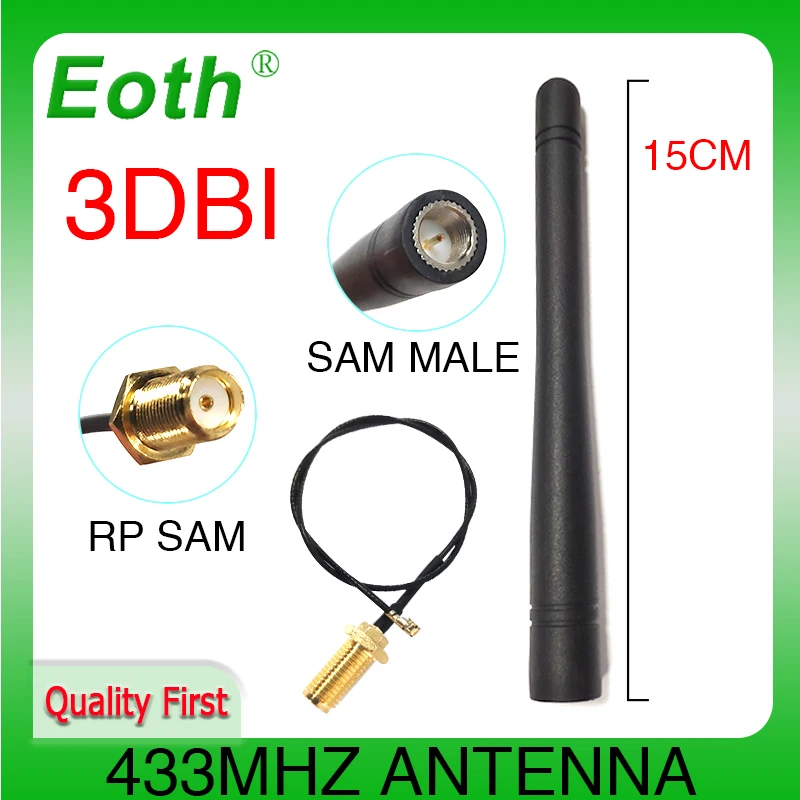 EOTH 1 2 5 8pcs 433mhz antenna 3dbi sma male lora antene pbx iot module lorawan signal receiver antena high gain