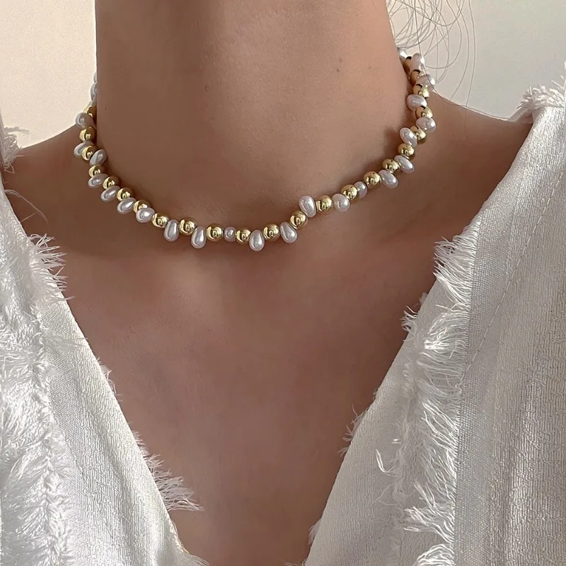 Fashion Jewelry Sweet Korean Temperament Irregular Simulated Pearl Bead Necklace For Women Party Wedding Gifts Dropshipping