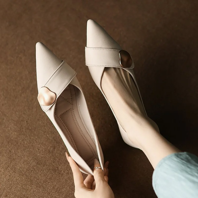 Pointed Toe Low Heel Pumps for - Leatherwork In French ulasan dan harga