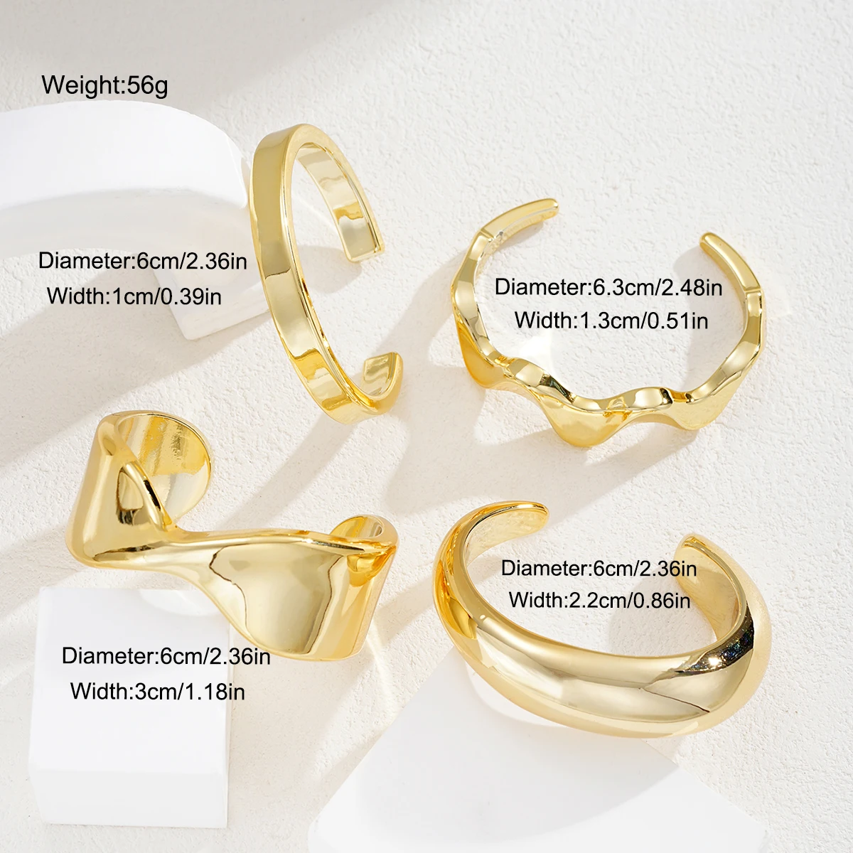 4-teiliges Vintage-Armreif-Set im alten Münzstil aus Kunstharz in Goldfarbe für Damen, Boho-Schmuck für den Alltag und Partys, Geschenk, Neu – Detail 4