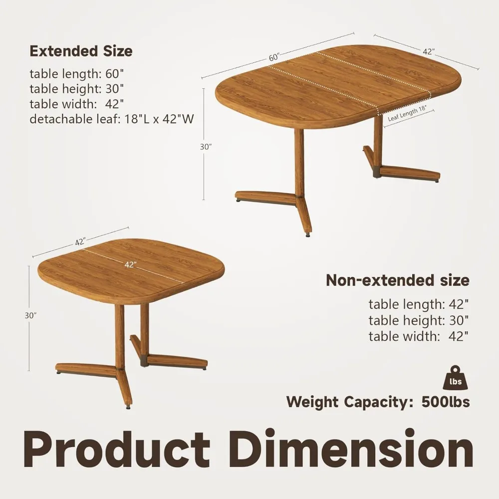 Dining Table for 4 to 6 Person,   , Expandable Table for Kitchen(Chestnut)