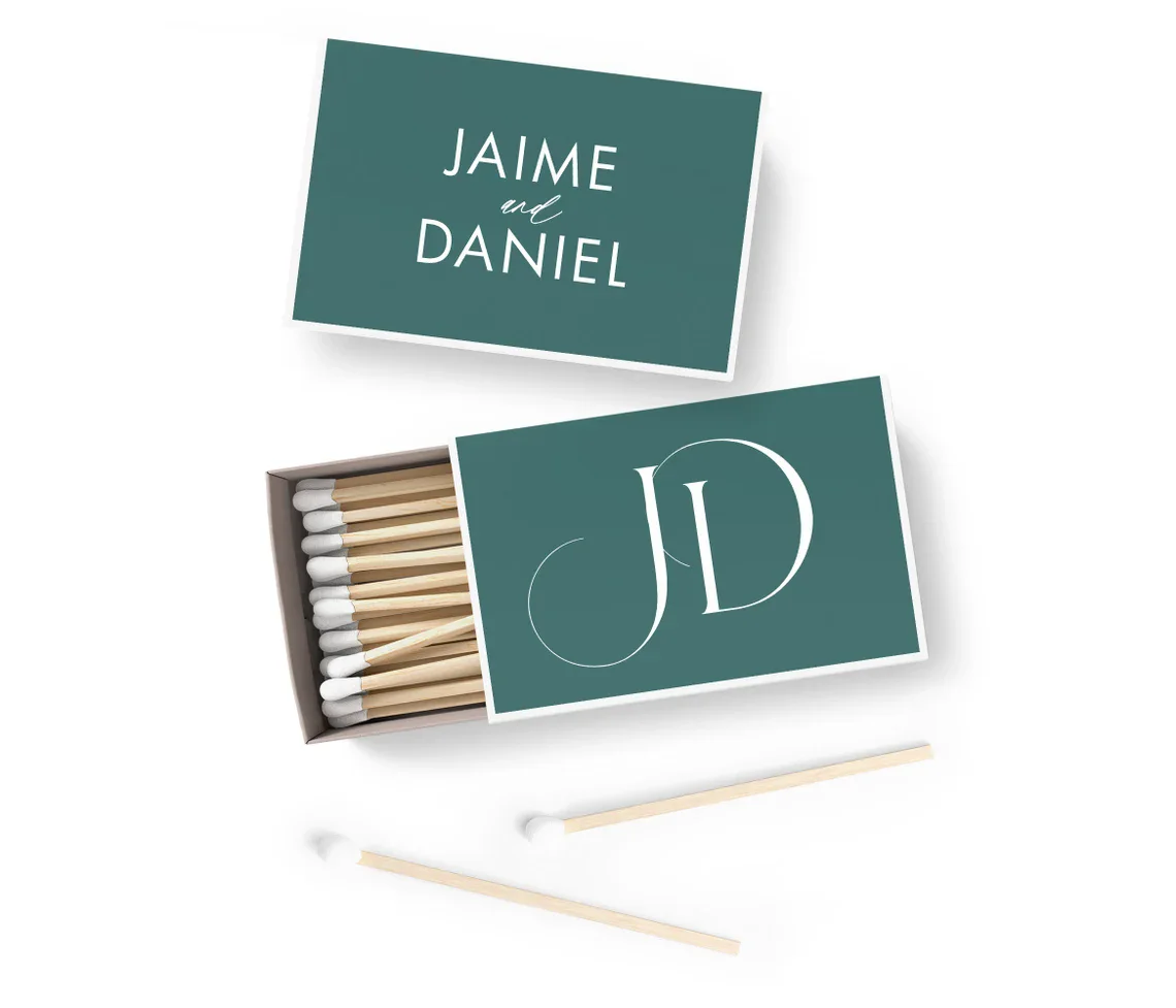 Monogram Matches - SET OF 100 BULK - Wedding Favors - Initials - Personalized Matches - Bridal Shower - Modern Design - Engageme