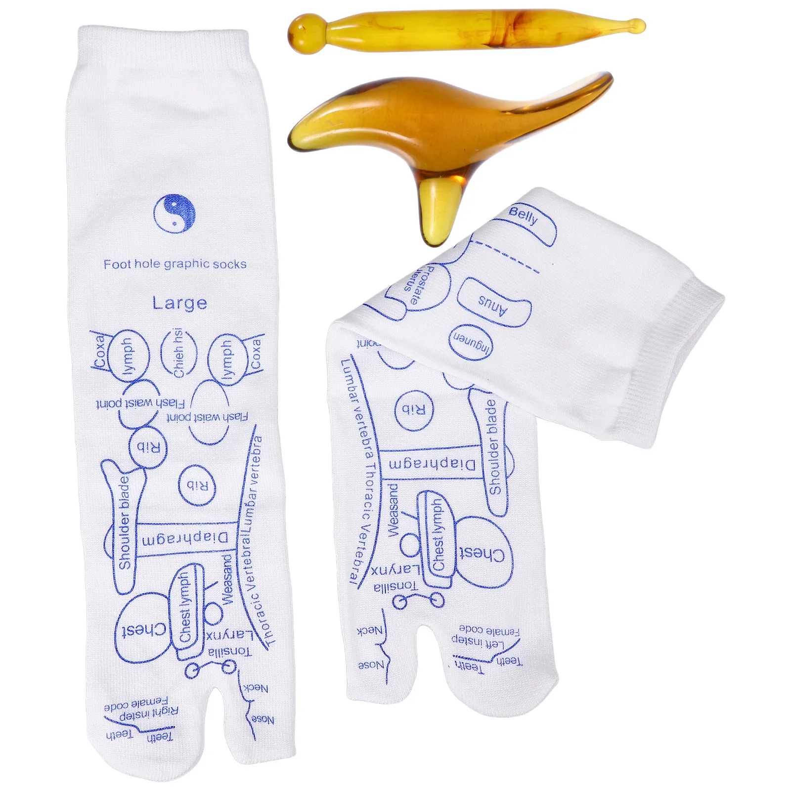 1Set Foot Massage Socks Acupoint Printed Elastic Massage Socks for Fatigue Reduction Relaxing Foot Health Acupoint Sock