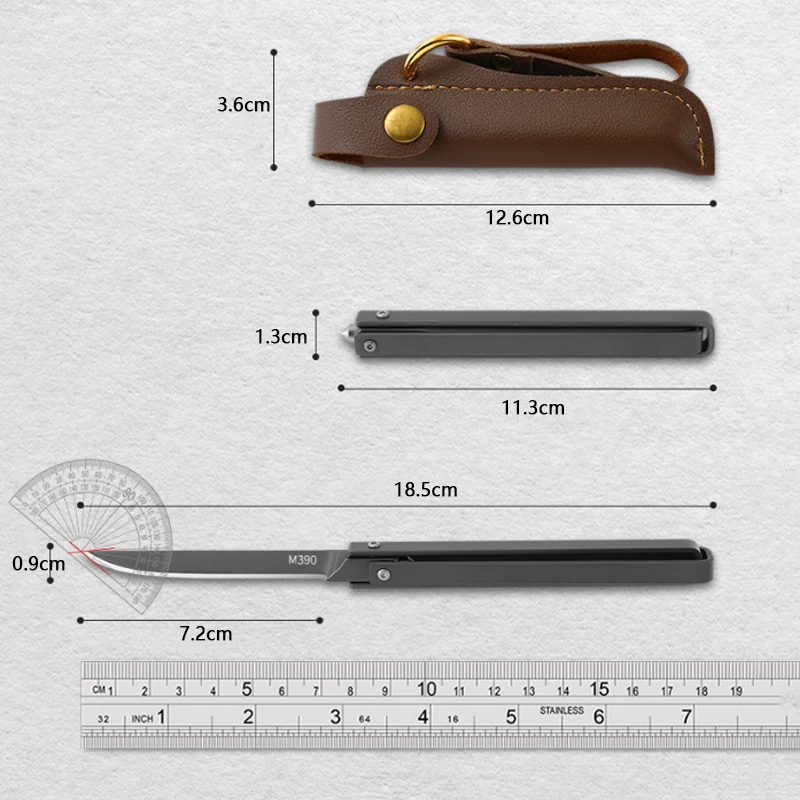 M390 Paslanmaz Çelik Katlanır Bıçak, Yüksek Sertlik Çok Fonksiyonlu Meyve Bıçağı, Pencere Kırma Hayatta Kalma Taşınabilir Açık Bıçak