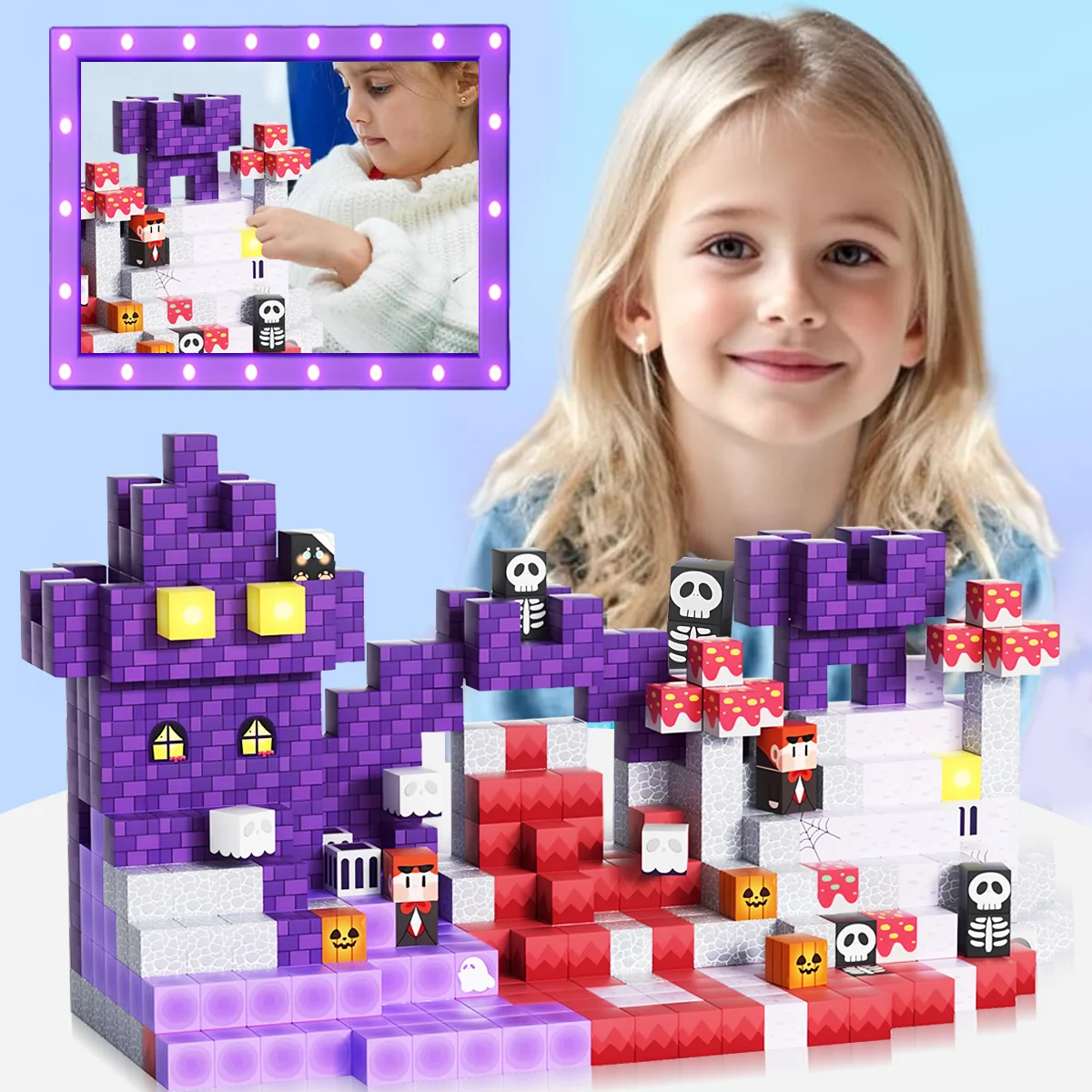 Blocchi magnetici a tema giorno di Halloween, cubi magnetici, giocattoli magnetici, regali perfetti di compleanno, Natale, Halloween