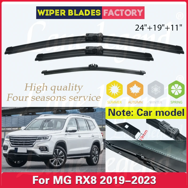 

Car Wiper Blades For MG RX8 2019 2020 2021 2022 2023 Front Rear Windshield Windscreen Clean Window 24"+19"+11" Car Accessories