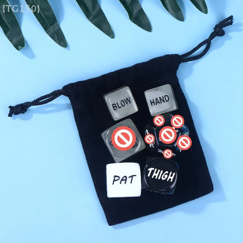 【N】 مجموعة ألعاب العلاقة الحميمة المكونة من 6 قطع، نرد رومانسي مع حقيبة قماش لتعزيز العلاقة