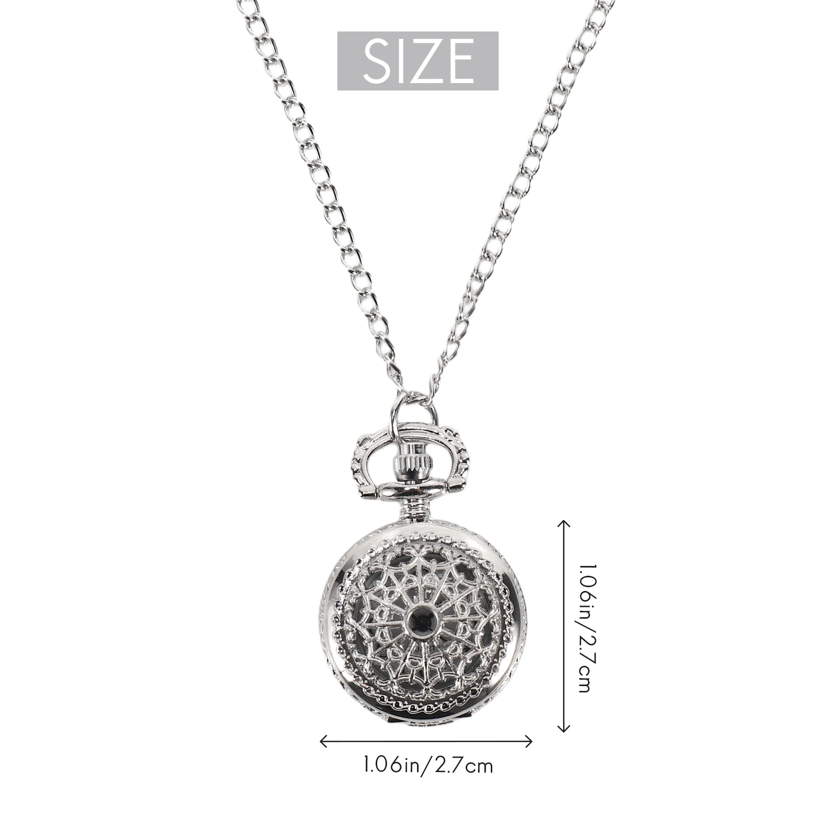 ABQR Men Women Pocket Watch Quartz Silver Alloy Pendant Necklace Pocket Deco