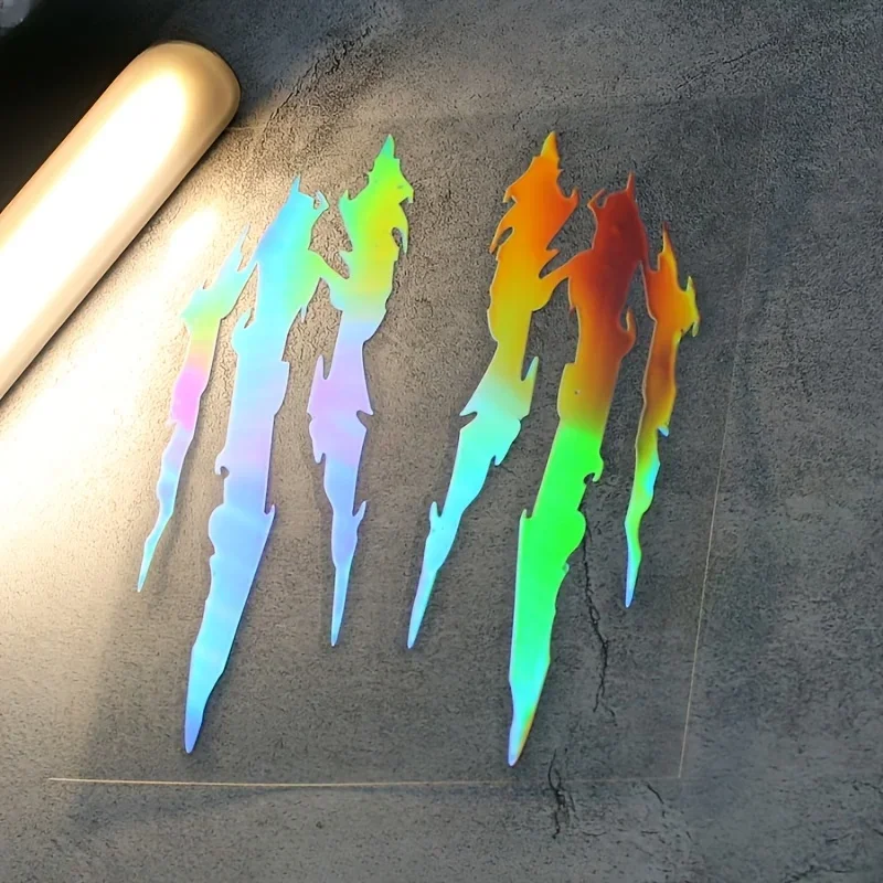 2Pcs Monster Claw Reflective Scratch Sticker PVC Decals Motorcycle Body Helmet Special Design Waterproof Decor