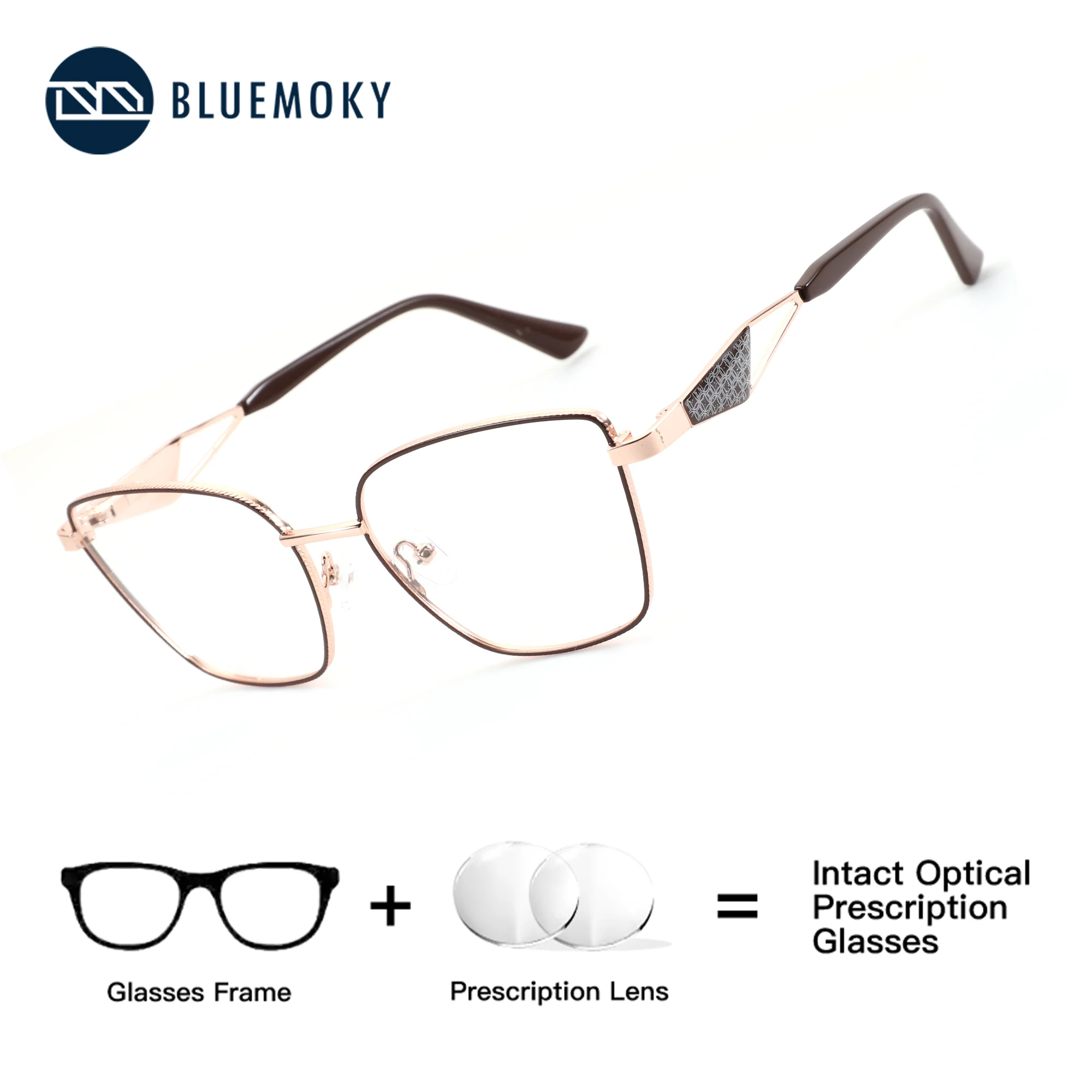 

BLUEMOKY Butterfly Prescription Glasses Women Metal Eyeglasses Computer Glasses Blue Light Lens Correction Progressive Myopia