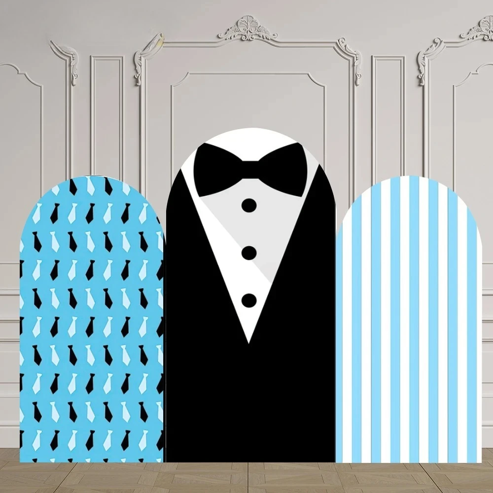 Black Suit Necktie Boss Arch Backdrops Cover Baby Shower Birthday Party Decor Photo Background Kids Boy