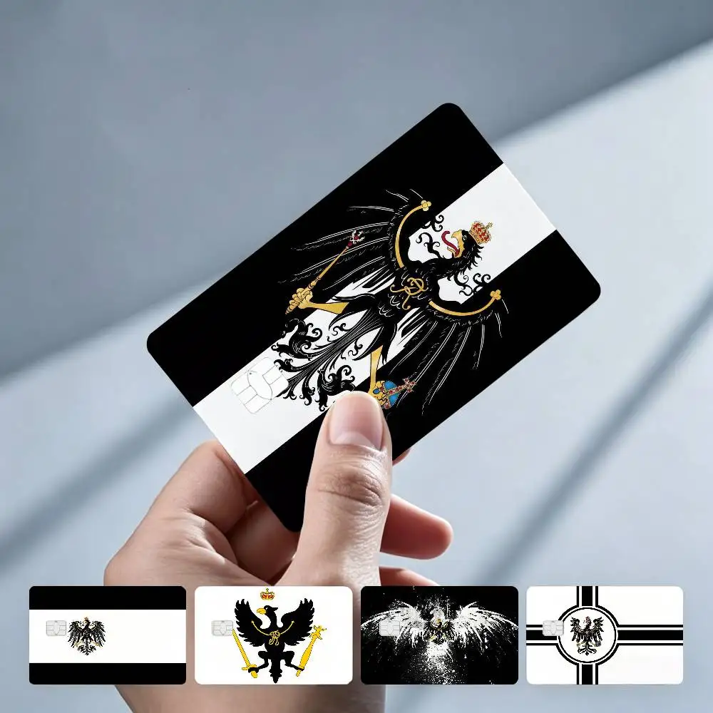 Kingdom of Prussia Flag 4PCS!Trendy & Cool Business-Style Bank Card Sticker — Suitable for Debit Card Decoration