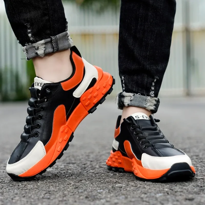 Fashion 2023 Cross-tied Men's Vulcanize Shoes New Sewing Hot Sale Round Toe Casual Breathable Anti-slip Outdoor Classic Sneakers image 3
