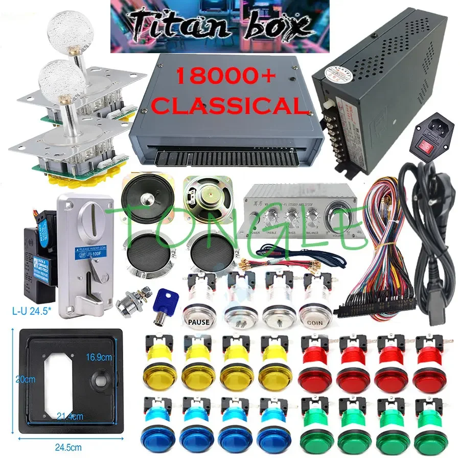 

2 Players Titan Box 18000+ in 1 JAMMA Game Kit Copy SANWA Joystick LED Push Button Coin Acceptor for DIY Arcade Machine Cabinet