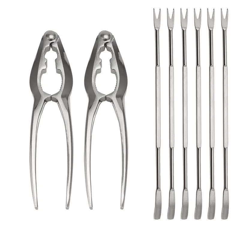 A93E-8 Piece Seafood Tool Kit, Stainless Steel Crab Leg Cracker And Forks Nut Cracker Set Shellfish Sheller