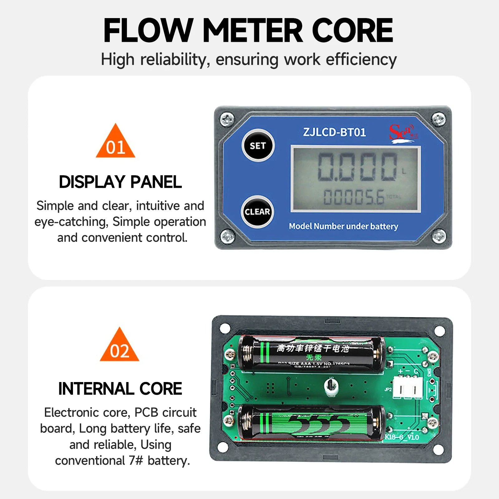 DN15-DN80 شاشة ديجيتال تدفق متر بطارية تعمل بالطاقة عالية الدقة بولي كلوريد الفينيل خط أنابيب مقياس الجريان تدفق المياه الاستشعار لري المزرعة #3