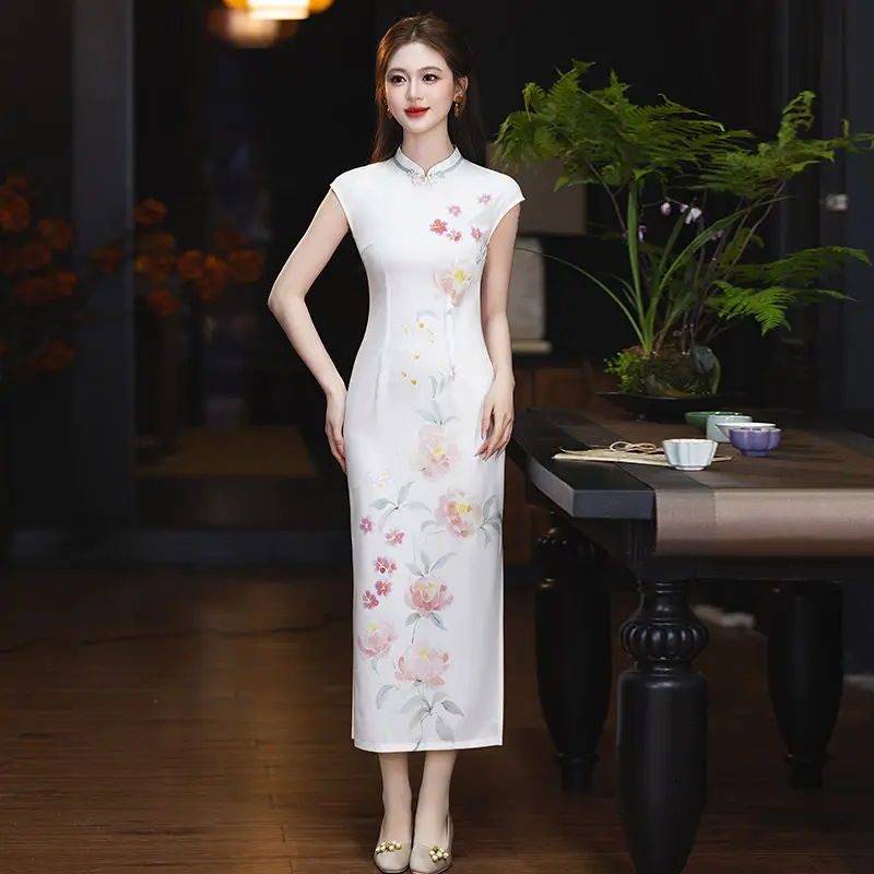 

Белое женское летнее ципао в китайском стиле Сучжоу без рукавов, улучшенная модель для молодых женщин, 2026 год