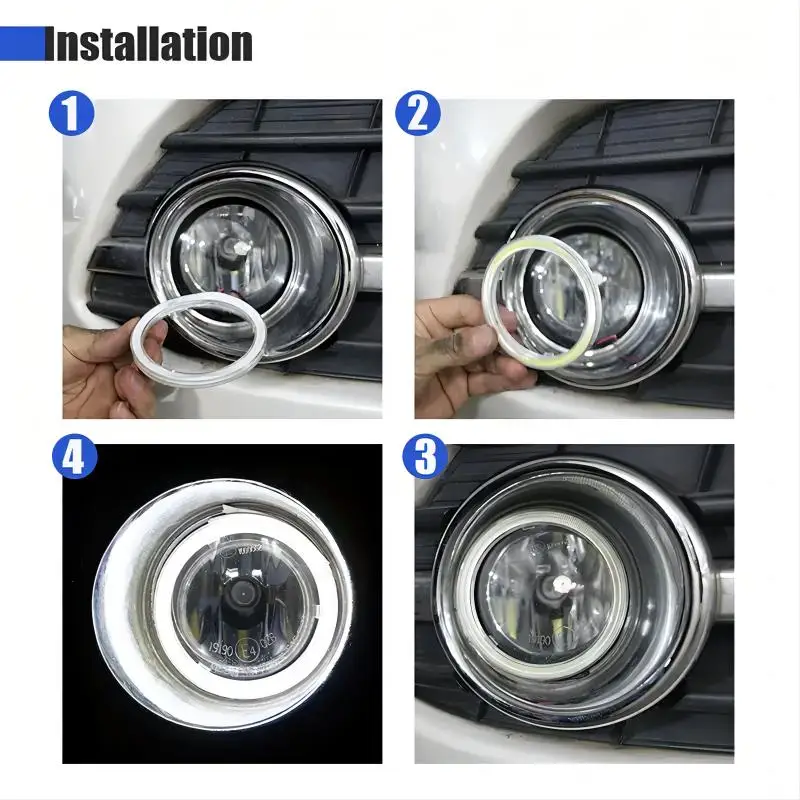 2 Stück 70mm/2,76 Zoll Auto-Dekorationslichter COB Angel Eyes Halo-Ringe für LED-Auto, Motorrad, Roller 12V mit Abdeckung – Detail 2