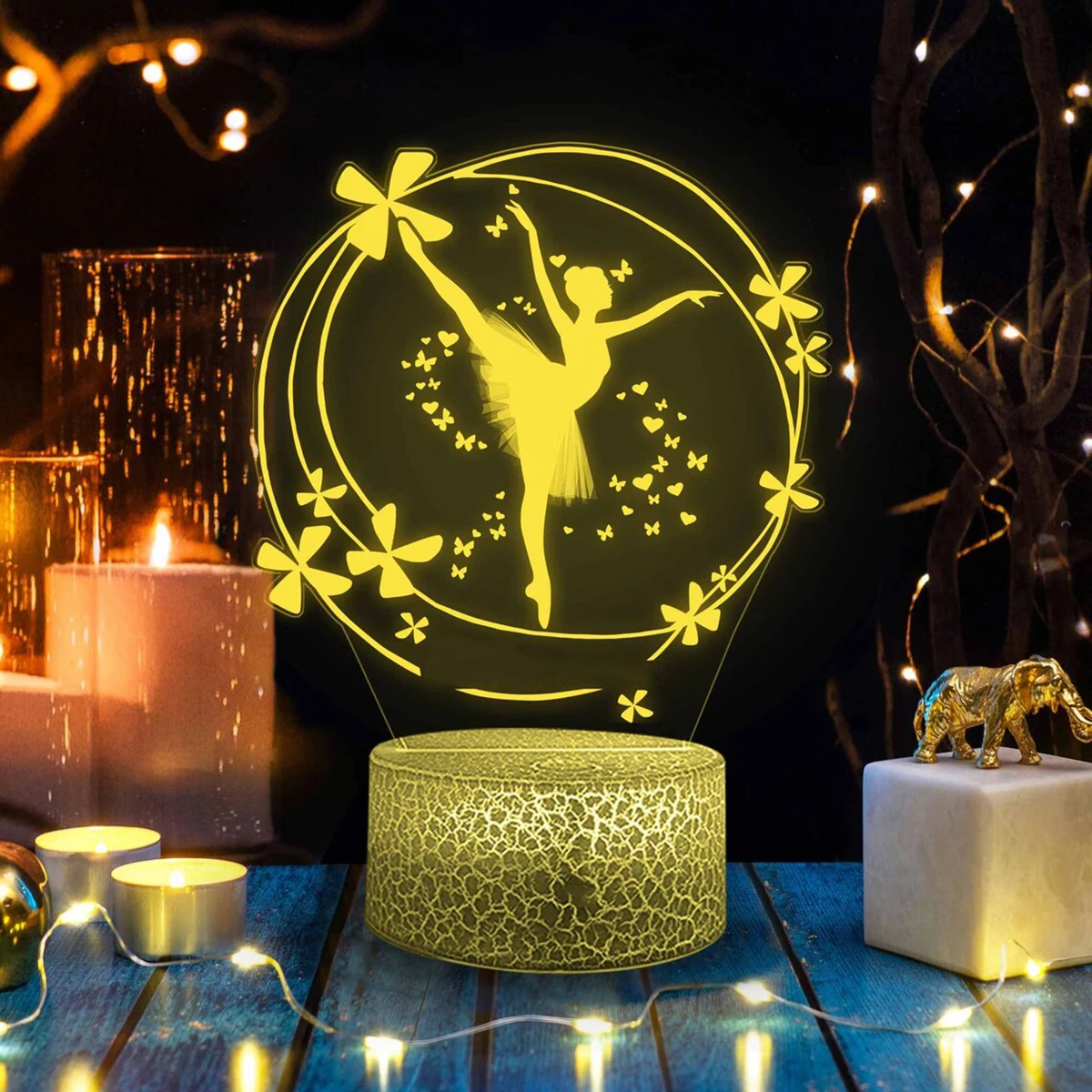 Ballerino di danza classica 7/16 Lampada a LED 3D con luce notturna colorata per la decorazione della camera dei bambini, regalo di compleanno di Natale