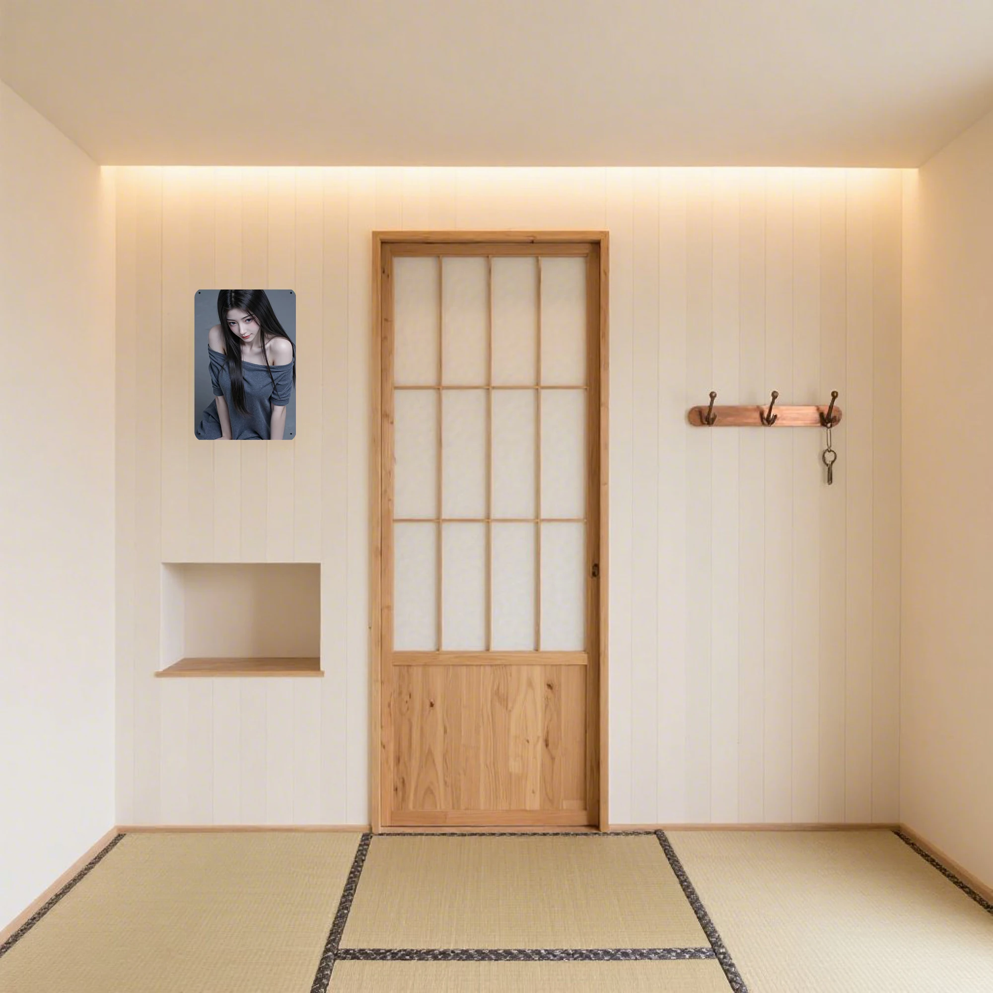 لافتة فنية معدنية: تصميم نسائي باللون الرمادي لجدار ديكور حفلات المنزل والمقهى والمرآب #6