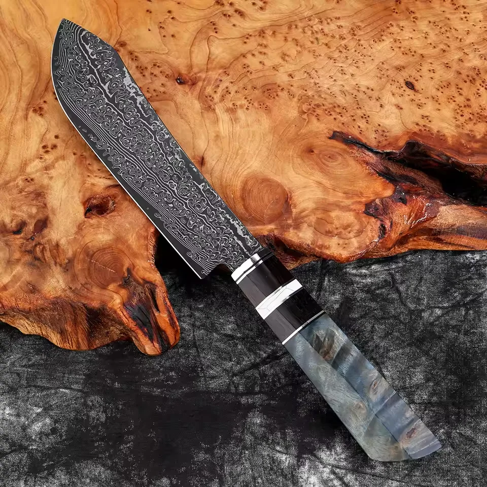 

Японский нож шеф-повара, кухонный нож, нож Гюто, острый нож из дамасской стали для суши, мяса и овощей с черным лезвием