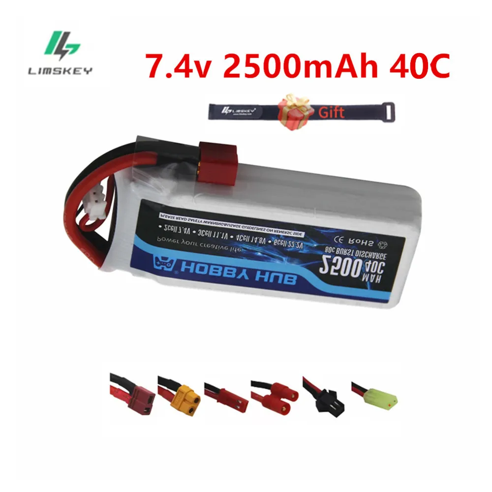 2500mAh 7.4V 2S LiPo Battery 40C For Wltoys 12428 12423 1:12 RC Car Quadcopter Boat Drones Spare Parts 903480 Battery T/XT60