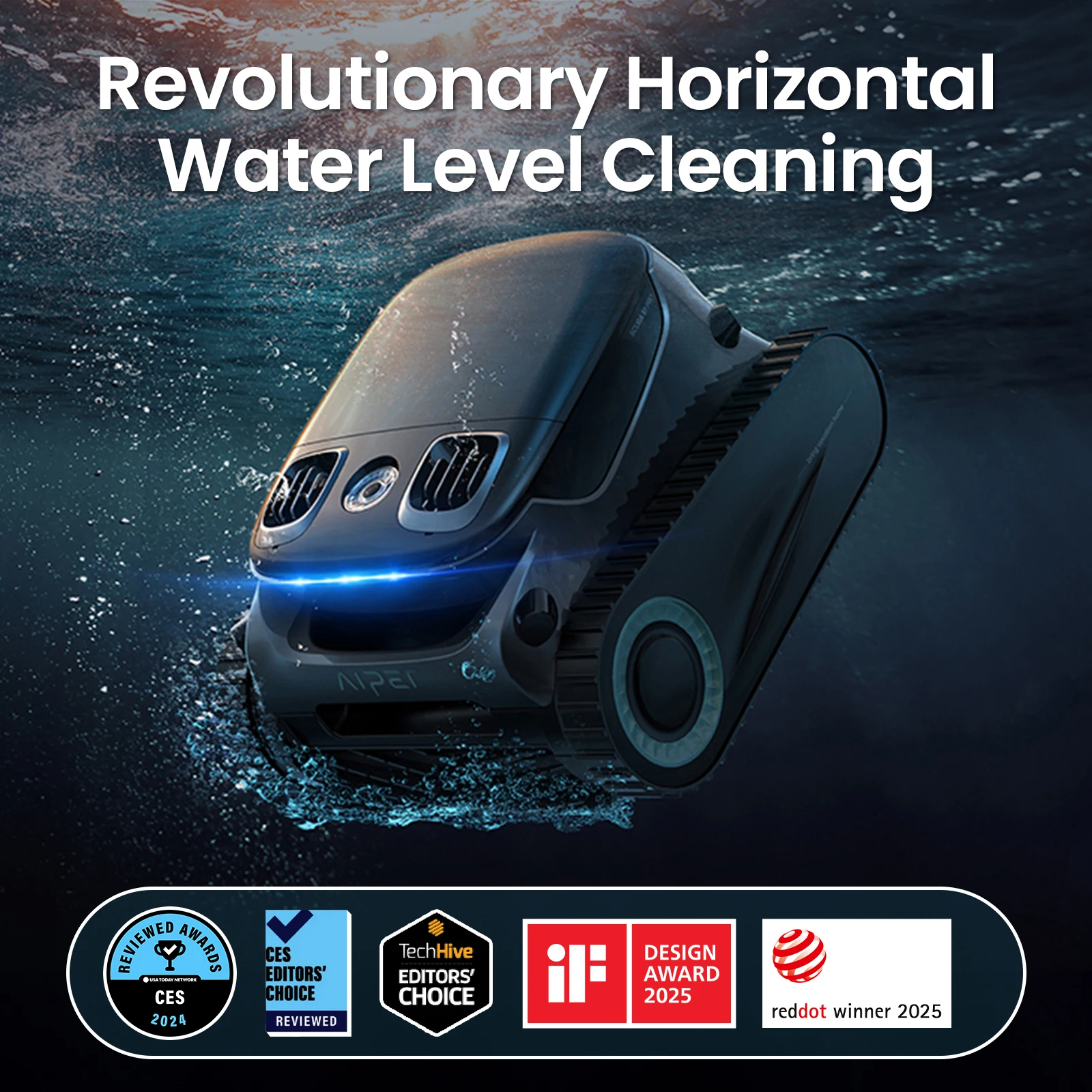 Refurbished AIPER Scuba S1 Pro Cordless Robotic Pool Cleaner, Horizontal Waterline Cleaning, Smart Navigation, 180-Mins