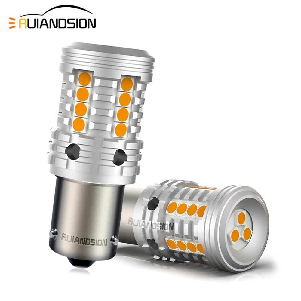 Ruiandsion 1156 BA15S P21W LED أضواء خلفية فرامل السيارة لمبات BAU15S مصابيح إشارة عكس ضوء تحذير 12 فولت كهرماني أصفر مناسب SUV #1