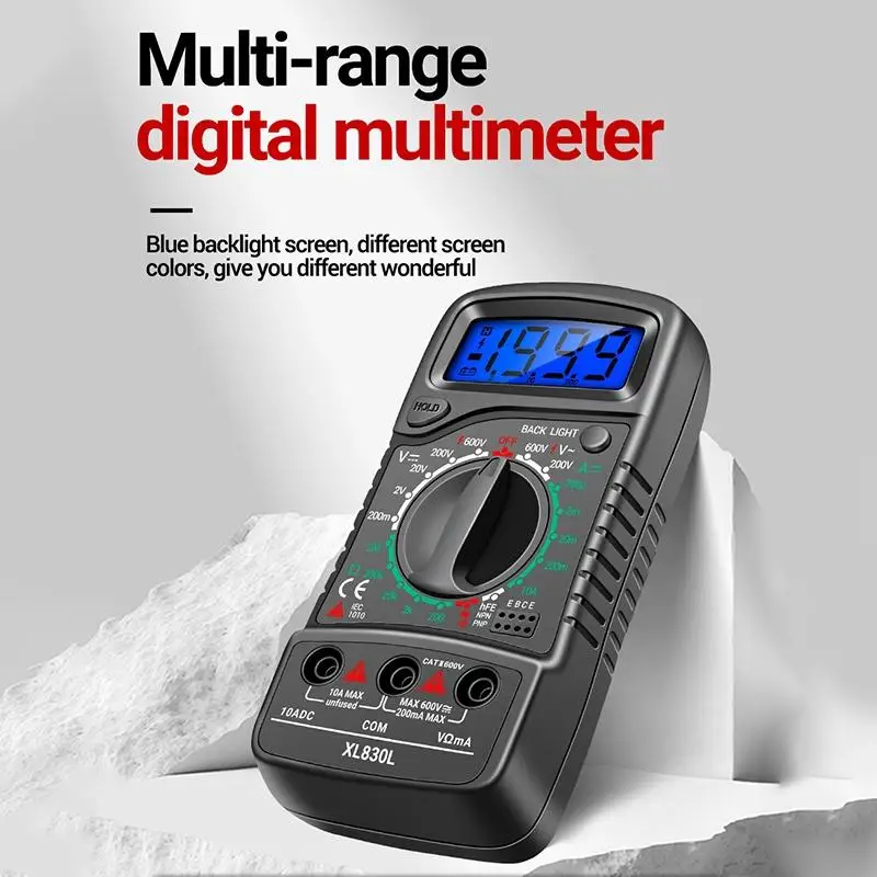 XL830L Handheld Digital Multimeter LCD Backlight Portable Ammeter Voltmeter Voltage Tester Meter Multimetro