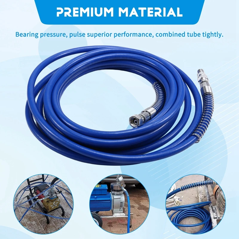 1/4Inch Airless Paint Hose High Pressure Universal Paint Sprayer Flexible Fiber Tube 3300 PSI (25FT, Blue)-A07G