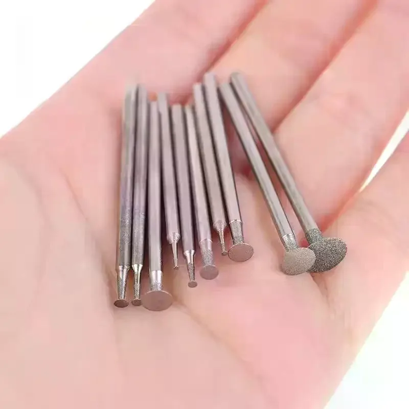 10PCS Diamond Polish Engrave Grinding Bits T Shank Ultra-Thin Tool Set for DIY Craft Jewelry Stone Sculpting Use