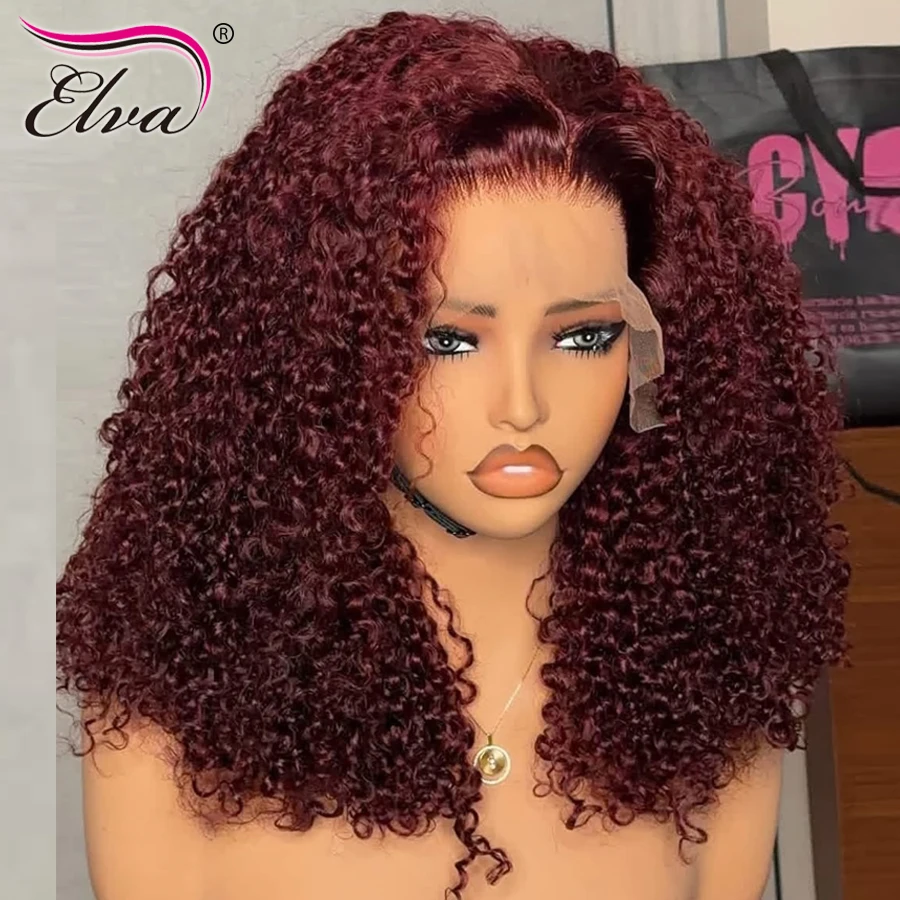 بورجوندي البورمية مجعد 9X6 HD الدانتيل إغلاق شعر مستعار فراق عميق الترا المجهزة الشعر البشري HD كامل أمامي موجة المياه الباروكات البورمية موجة